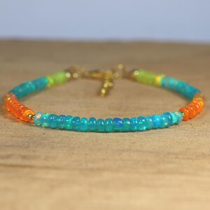 AAA Ethiopian Opal Beaded Bracelet, Natural Multi Opal Beads Bracelet, October Birthstone, 3-5 mm Fire Opal Beads Bracelet, Opal Jewelry