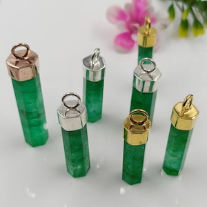 Raw Emerald Crystal pendant, Natural Green Emerald Rough pendant,  Hexagon Shape Emerald Rough pendant Birthstone Gift
