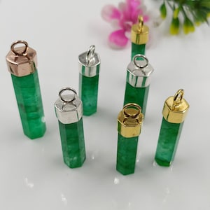 Raw Emerald Crystal pendant, Natural Green Emerald Rough pendant,  Hexagon Shape Emerald Rough pendant Birthstone Gift