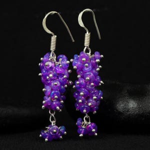 Purple Ethiopian Opal Earrings: Sterling Silver, October Birthstone