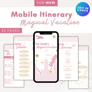 Magical Vacation Digital WDW Itinerary Template | Digital Travel Itinerary Canva | Mobile Travel Planner WDW | WDW  Vacation Planner 2025
