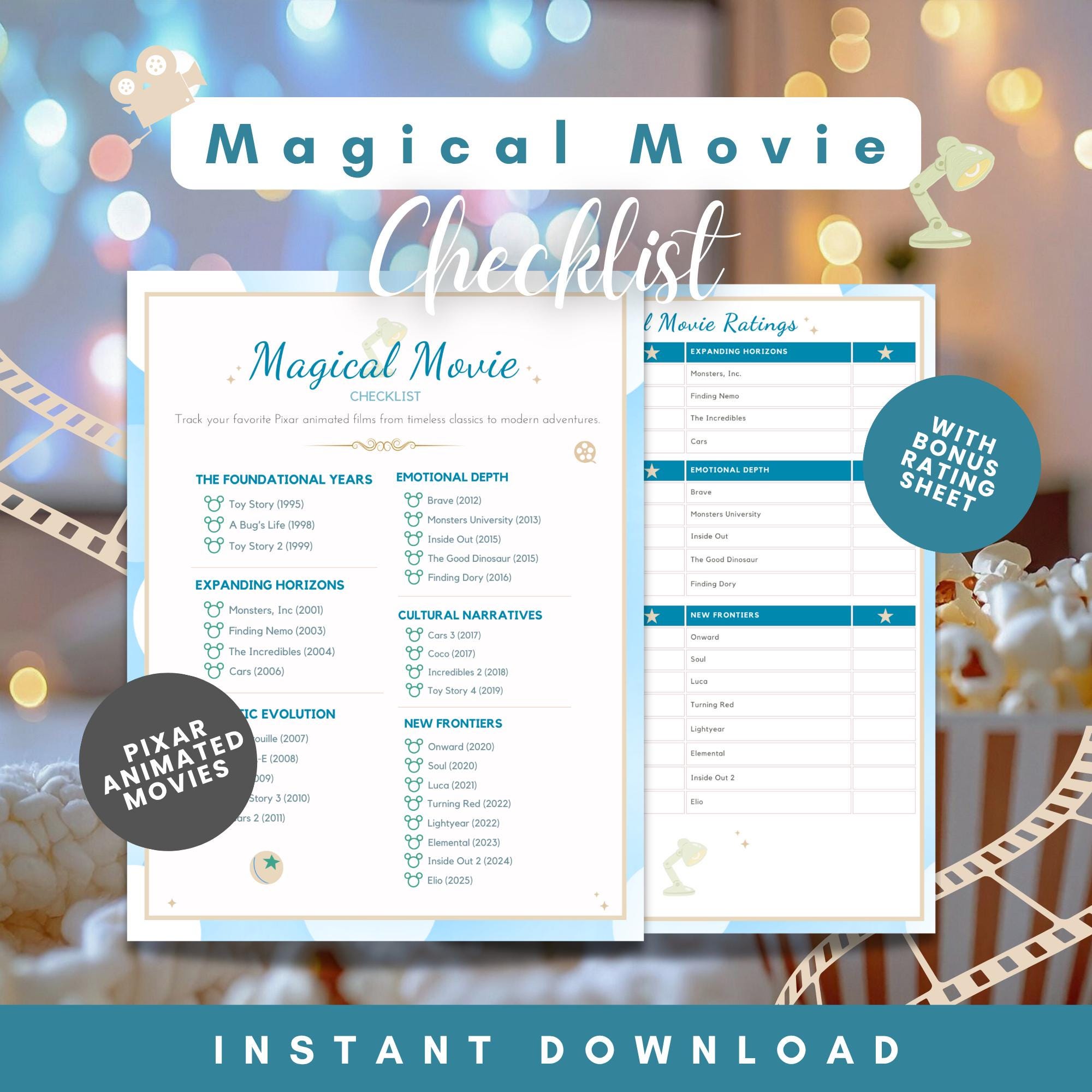 Magical Animated Movie Checklist – Favorites Film Tracker + Bonus ...