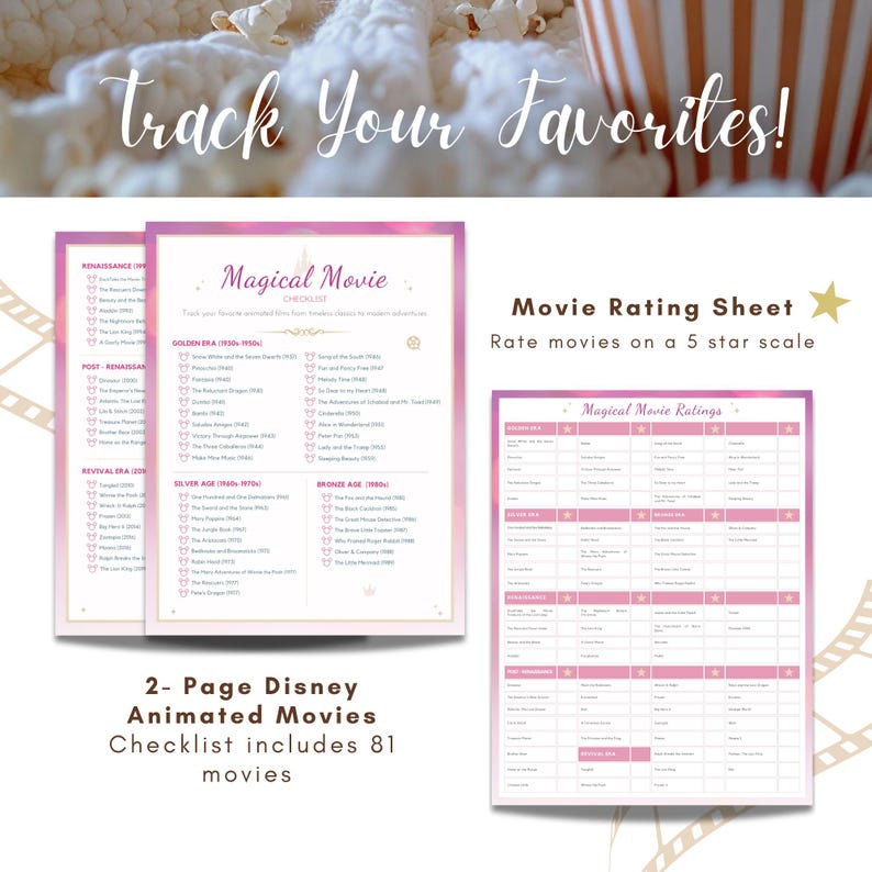 Magical Animated Movie Checklist – Film Tracker + Bonus Ratings Page ...