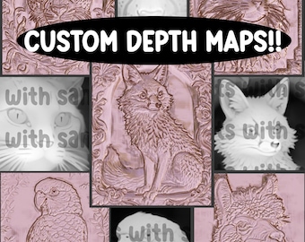 Custom Depth Map Creation for Engraving, 3D Printing, CNC, etc!! PNG and STL