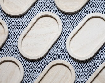 Luxe handgemaakt dienblad van kalksteen - neutraal huishoudartikelen - tijdloos luxe dienblad voor sieraden en accessoires"