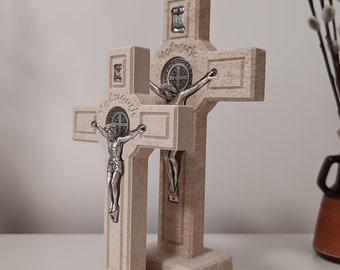 St. Benedictus staande kruis, Medugorje, kunstwerk kruis, Chatolic kunst, religieus geschenk