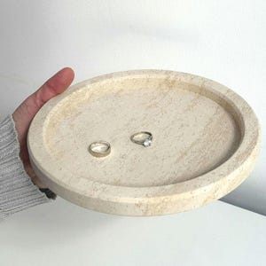 Handmade Limestone Round Tray: Minimalist Home Decor
