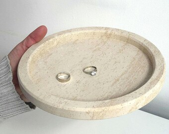 Handmade Limestone Round Tray: Minimalist Home Decor