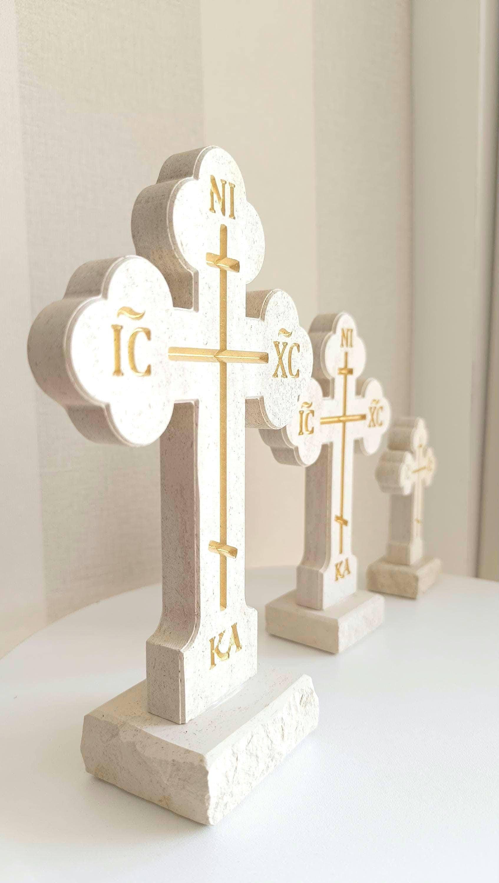 Tre bar Bizantina croce ortodossa 20,3 cm in legno da parete crocifisso preghiera Save US