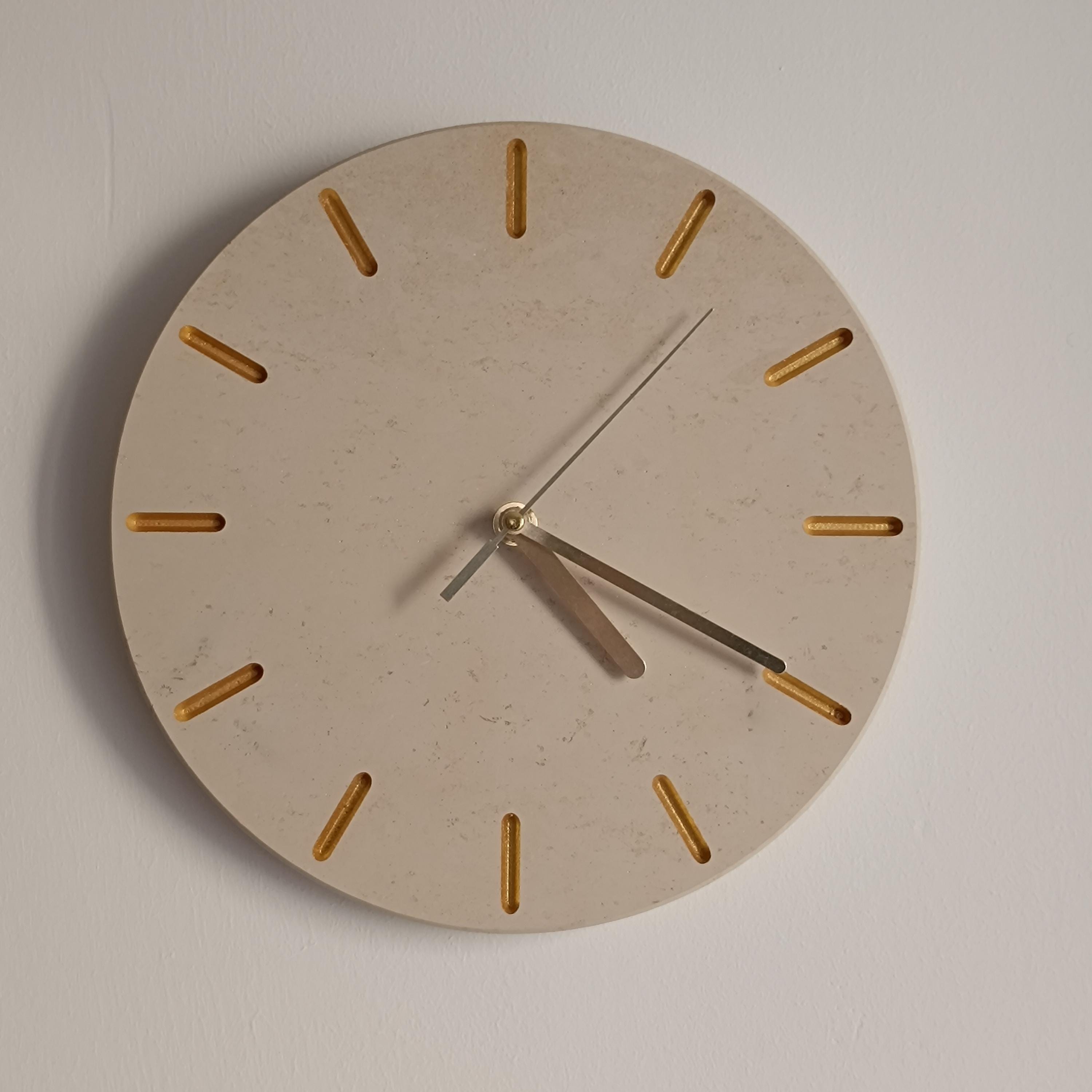 Handmade Limestone Wall Clock: Silent Minimalist Design With Gold ...