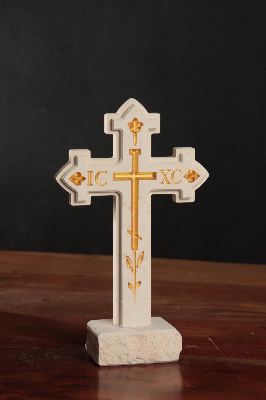 Orthodox Standing Stone Cross – Byzantine Cross With Left Slanted Bar ...