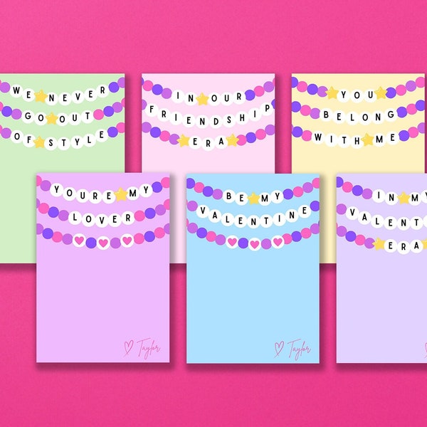 Printable Taylor Swift Valentine Cards | Friendship Bracelet Valentine, Cookie Tag, Treat Tag, In My Valentine Era, Swiftie Valentines