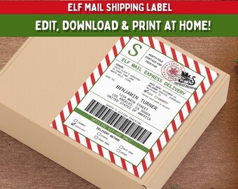 Printable Elf Mail Shipping Label | North Pole Mail Shipping Label, Santa Mail Shipping Label, Gift Tag Template, Santa Claus Gift Label, R1