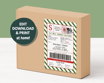 North Pole Mail Shipping Label | Editable Elf Mail Shipping Label, Santa Mail Shipping Label, Gift Tag Template, Santa Claus Gift Label, G3