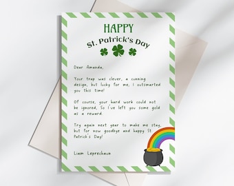 Druckbare Kobold Buchstabe | Koboldfalle, St. Patrick&#39;s Day Kinderaktivität, bearbeitbarer Koboldbrief, St. Patrick&#39;s Day, St. Paddy&#39;s
