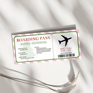 Boarding Pass Ticket Template | Christmas Gift, Fake Plane Ticket, Surprise Trip Ticket, Customizable Plane Tickets, Editable Travel Voucher