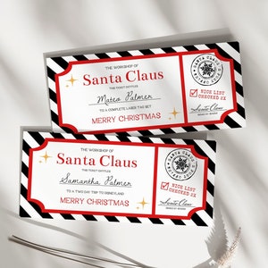 Christmas Gift Voucher Template | Editable Gift Ticket, Santa Claus Gift Voucher, Printable Santa Gift Ticket, Last Minute Gift, Coupon, B4