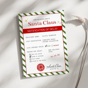 Editable Late Christmas Gift Letter From Santa | Delayed Gift Notification, Late Santa Visit Letter, Christmas Gift Delay Notice, G3