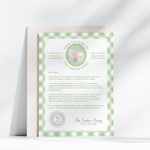 Editable Letter From The Easter Bunny | Printable Easter Bunny Letter, Easter Bunny Letter Template, Easter Bunny Note For Kids, Gingham