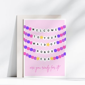 Bruidsmeisje tijdperk kaart | Afdrukbare bruidsmeisje voorstel kaart, zul je mijn bruidsmeisje zijn, vriendschapsarmband, bruidsmeisje cadeau, Swiftie