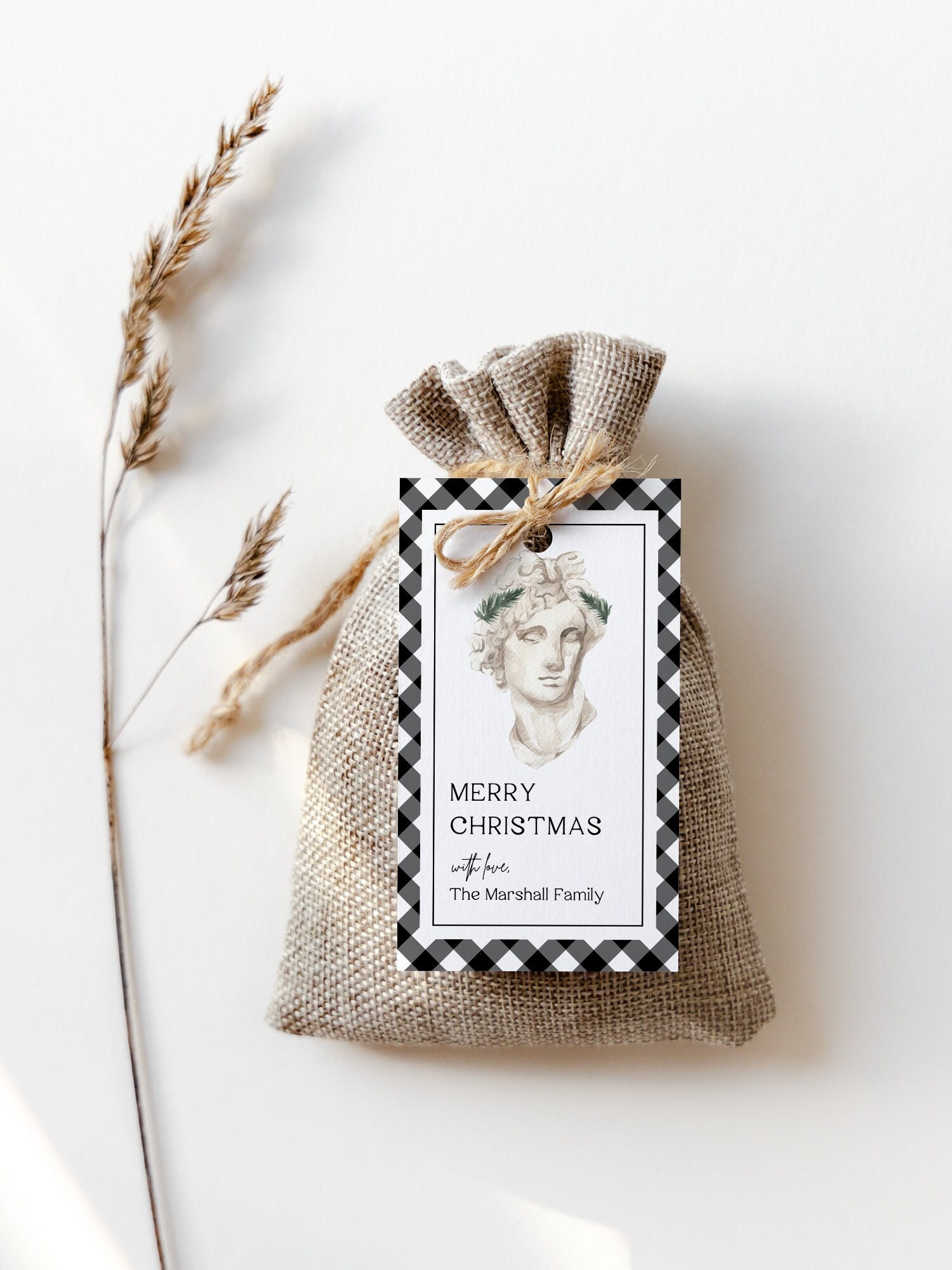 Printable Christmas Gift Tag Template Gingham Gift Tag - Etsy
