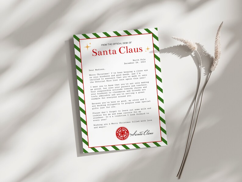 Letter From Santa | Official Nice List Letter From Santa Claus ...