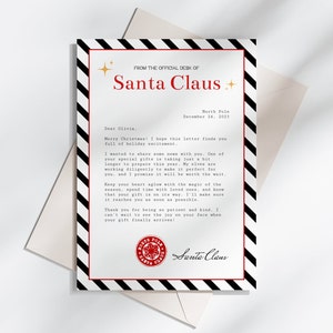 Editable Delayed Gift Notice | Late Christmas Gift Letter From Santa, Missing Christmas Present, Christmas Gift Delay Notice, Printable, B4