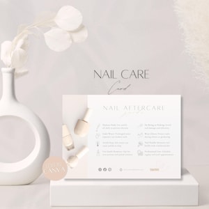 Nagelpflege-Kartenvorlage, Anweisungskarte für Nagelkunden, professioneller Nagelpflege-Leitfaden für Kunden, Canva-Vorlage für Nagelkünstler, Nail Tech