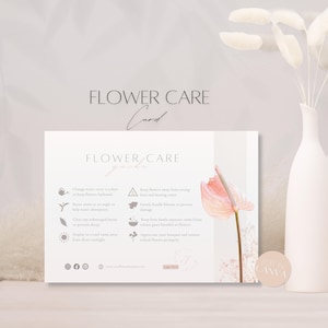 Szablon karty pielęgnacji kwiatów, Karta instrukcji florystycznych dla klientów, Profesjonalny przewodnik pielęgnacji kwiatów dla klientów, Szablon Canva dla firmy zajmującej się kwiatami