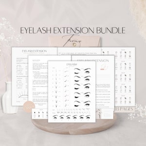 Formulaires d'extension de cils, modèle de consentement modifiable, formulaire de service client professionnel, consultation technique pour les cils, entretien et carte de visite