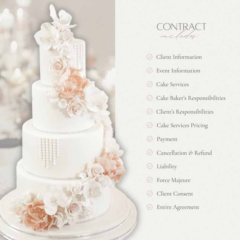 Cake Service Contract Template, Editable Bakery Business Canva Form ...