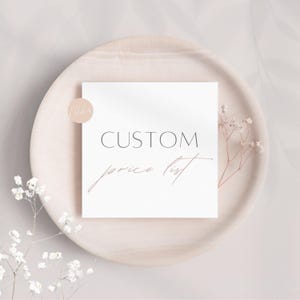 Liste de prix personnalisée, service commercial professionnel, informations client haut de gamme, produit unique prêt à imprimer, fichier toile personnalisé