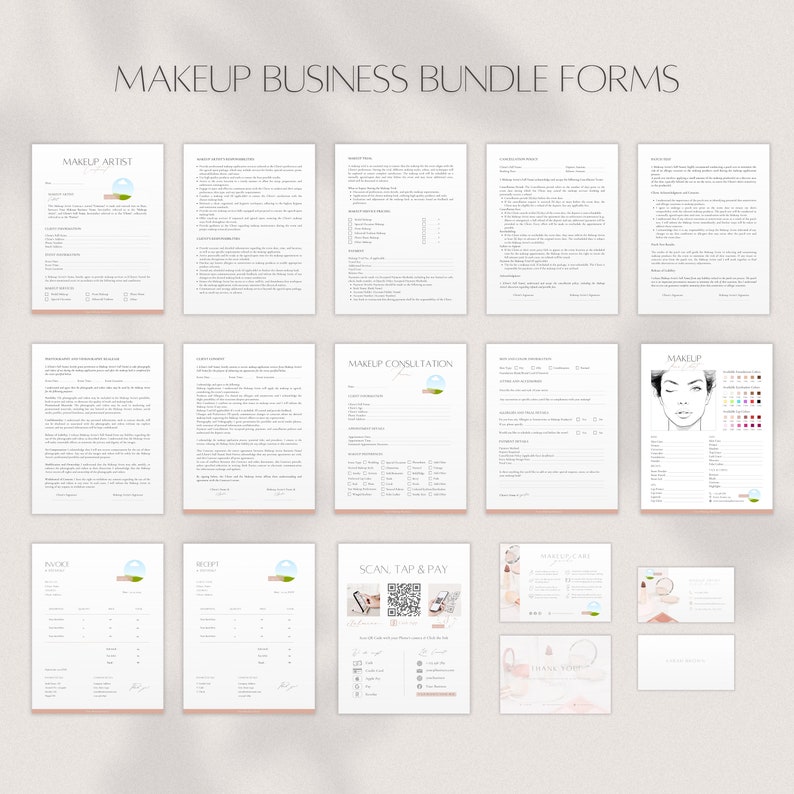 Makeup Artist Bundle Forms, Editable Makeup Service Contract, Professional Client Agreement, Makeup Care Card, Canva Template Business Tools image 4
