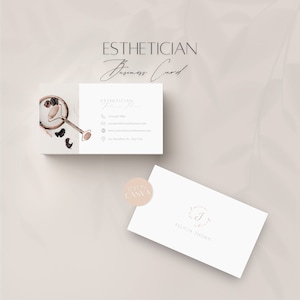 Biglietto da visita per estetista, design modificabile di schede informative per esperti di bellezza, modello di servizi professionali per saloni, scheda modello Canva personalizzabile