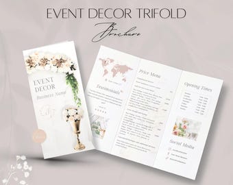 Event Decorator Trifold Brochure, Editable Decor Services Pricing Menu, Professional Canva Presentation  Template, Party Decor Business File