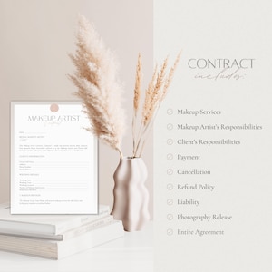 Bridal Makeup Artist Contract Template, Elegant Client Agreement, 5 Page Makeup Business Contract, Makeup Contract for Bride, Canva Template image 3