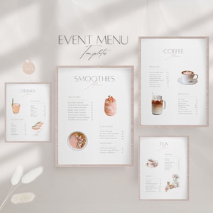 Event Menu Templates, Editable Mobile Bar Price List, Professional Client Guide, Drinks Pricing, Printable Business Signs, Canva Templates