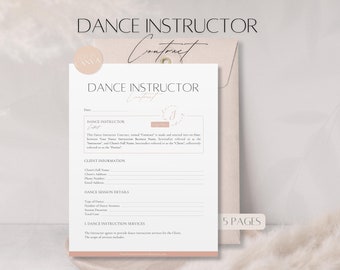 Dance Instructor Contract Template, Dance Services Contract, Professional Client Service Agreement, Canva Template for Dance Instructors