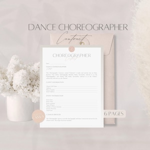 Dance Choreographer Contract Template, Dance Services Contract, Professional Client Service Agreement, Canva Template for Dance Instructors