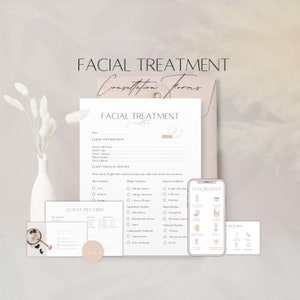 Mini lot de formulaires pour les soins du visage pour esthéticienne, dossiers de salon modifiables, consentement professionnel pour le service client, modèles Canva pour entreprise de beauté