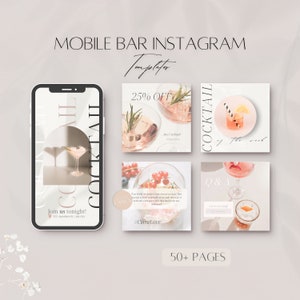 Mobile Bar Instagram Vorlagen, Barkeeper Social Media Posts, Professionelles IG Bundle, Barkeeper Business Stories Highlights, Canva Pakete