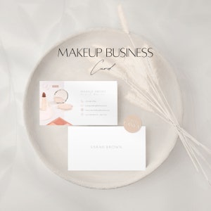 Make-up-Visitenkartenvorlage, bearbeitbare Künstlersalon-Info, professioneller Kundenservice, anpassbare Karte, druckbare Canva-Datei