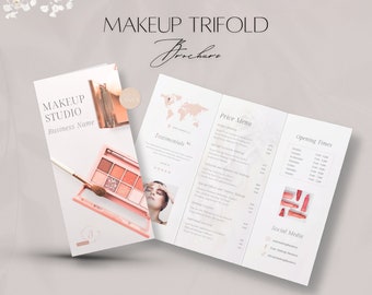 Makeup Trifold Brochure Template, Editable Makeup Artist Booklet, Professional Mua Business Document, Beauty Services Guide, Canva Template