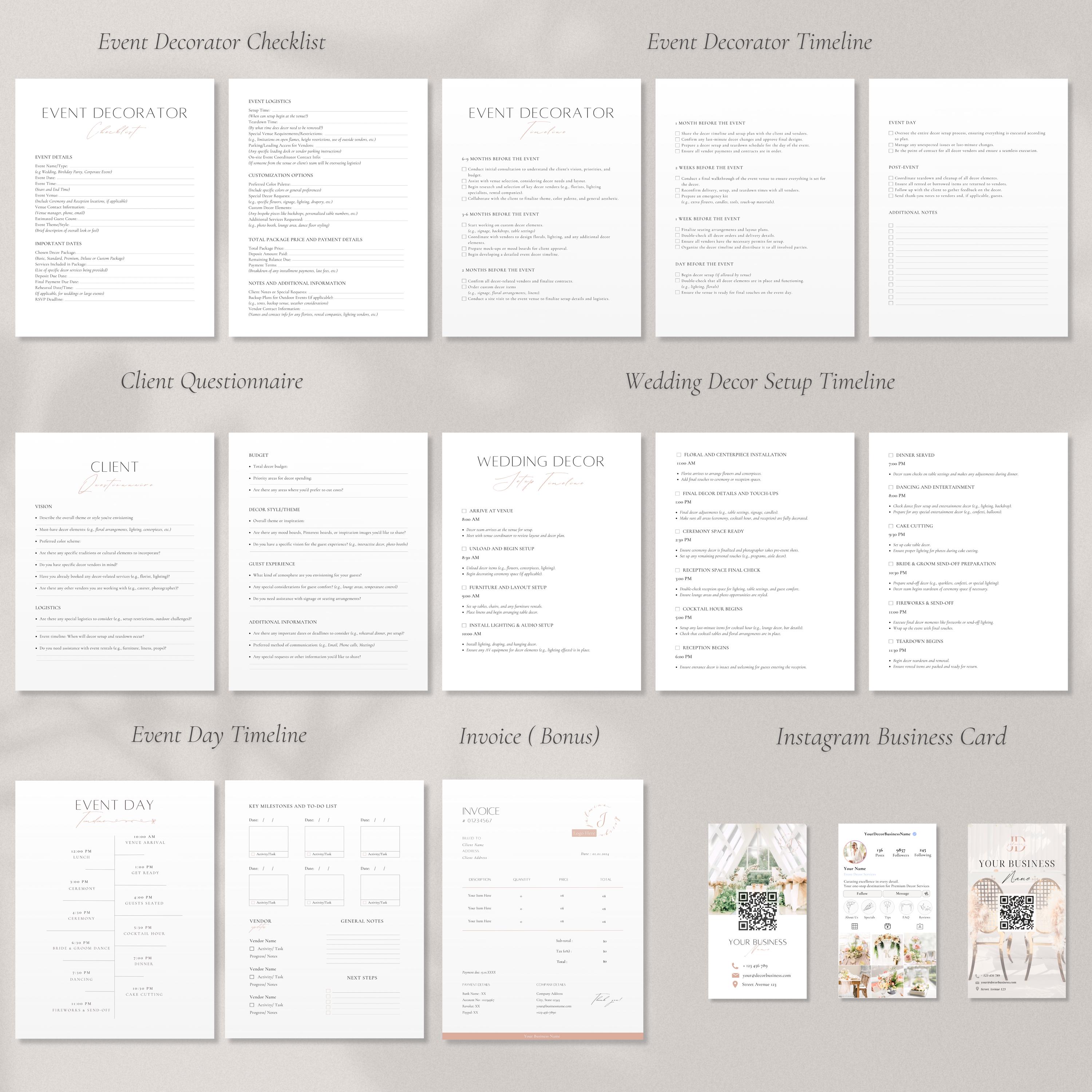 Event Decorator Checklist Template, Editable Event Decor Consultation ...