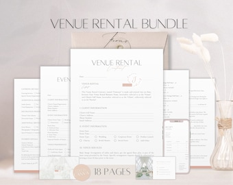 Venue Rental Forms Bundle, Editable Event Business Contract, Professional Client Service Agreement, Venue Rental Package, Canva Templates