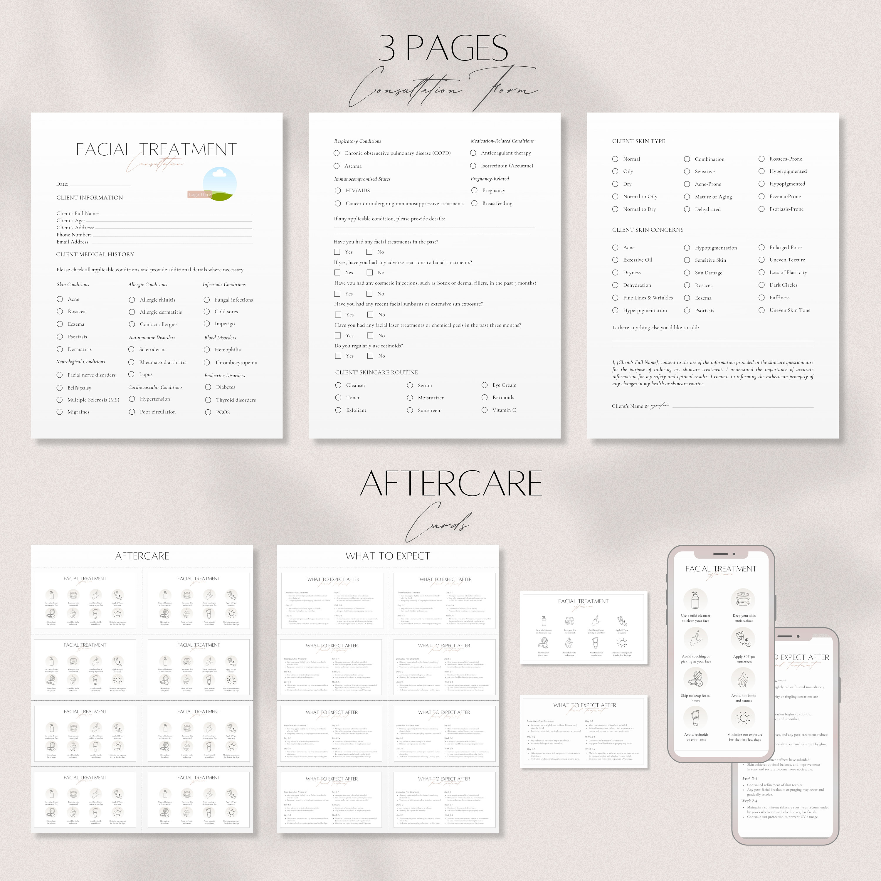 Facial Treatment Consultation Form, Editable Beauty Salon Service ...