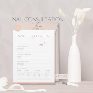 Nagel-Beratungsformular-Vorlage, bearbeitbares Kunden-Beratungsformular, professionelles Nagelgeschäft, druckbare Canva-Vorlage für Nagelexperten
