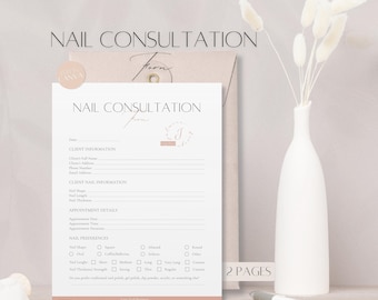 Nail Consultation Form Template, Editable Client Consultation Form, Professional Nail Business, Printable Canva Template for Nail Experts