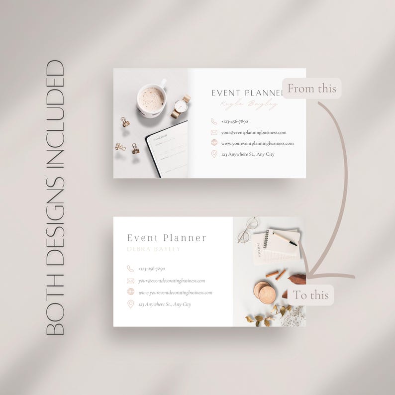 Event Planner Business Card Template, Editable Planning Info Card