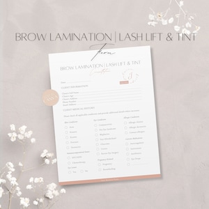 Wenkbrauwlaminering, wimperlifting en tintvorm, bewerkbaar salonserviceadvies, zakelijk document voor professionele technicus, canva-sjablonen